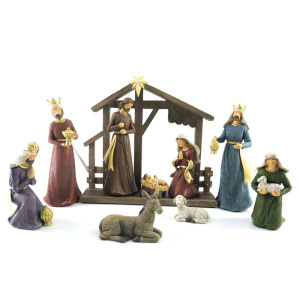 Julekrybbe med stall - 20 cm