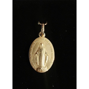 Mirakuløs medaljong, forgylt uten bord, 1,9cm