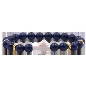 Elastisk armbånd med steinperler 8mm, lapis