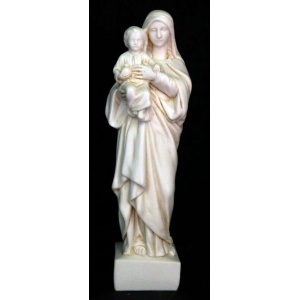 Statue, Jomfruen med barn i elfenbensfarget resin 16cm