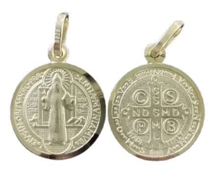 Medaljong, St. Benedikt. Forgyllet 15mm