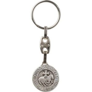 Nøkkelring. Agnus Dei, sølvfarget