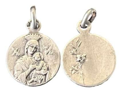 Medaljong. Vår frue av lidelsen. Sølv 13mm